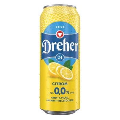 Alkoholmentes sör, 0,5 l, dobozos, DREHER "24", citrom