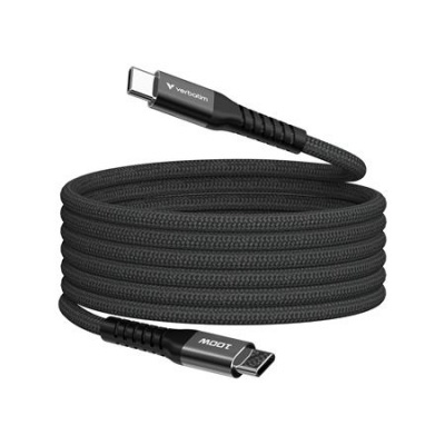 USB kábel, USB-C - USB-C, 1,2 m, 100W, mágneses, VERBATIM, fekete