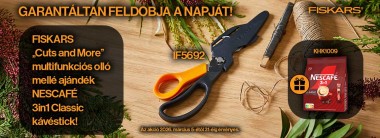 FISKARS „Cuts and More” multifunkciós olló mellé ajándék NESCAFÉ 3in1 Classic kávéstick!